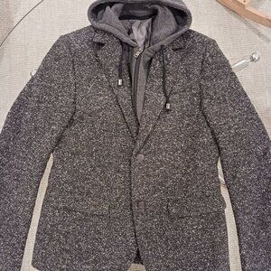 Nwot tag daniele alessandrini blazer with detachable vest hoodie size 46